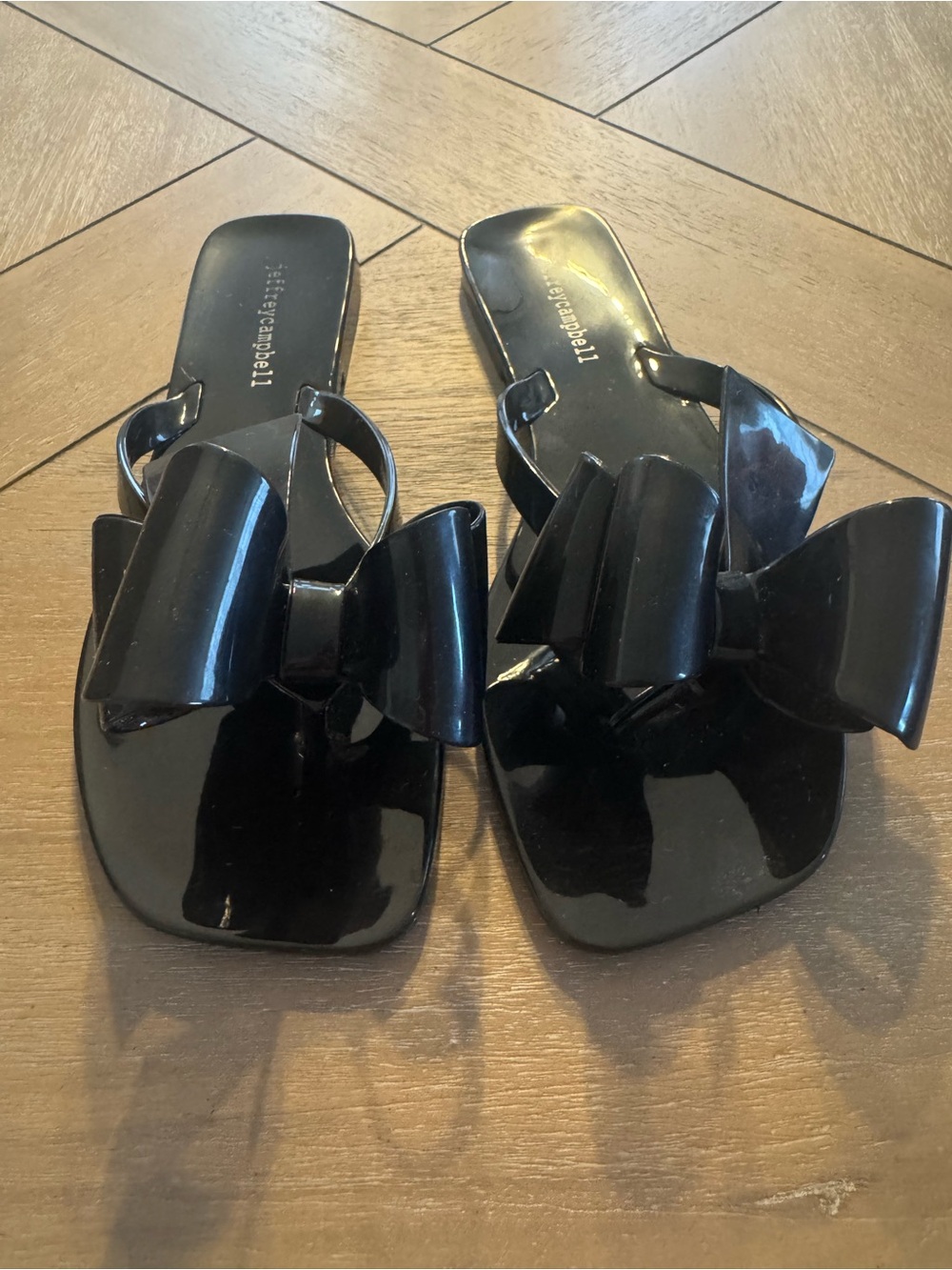Jeffrey Campbell Black Bow Jelly Slide Sandals - Picture 2 of 9